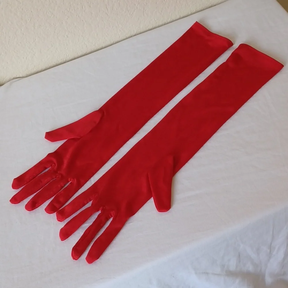 3/$25 SALE Vintage Evening Gloves for Women Mrs Clause Holiday Red, One Size